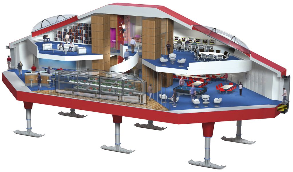 Zu sehen ist ein Modell der Halley VI British Scientific Research Station